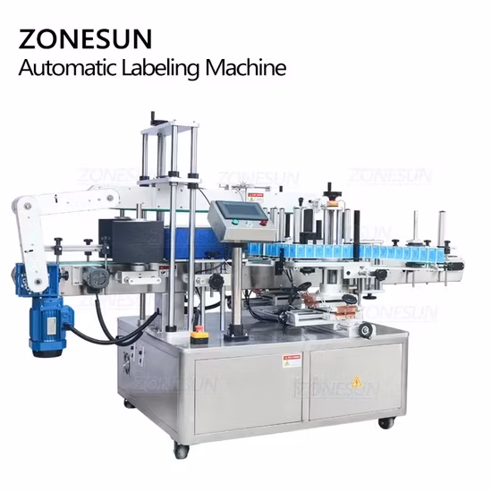 Zonesun 自動粘着ステッカー平面ラベルアプリケーター洗濯洗剤ボトル Labler 両面ラベリングマシン